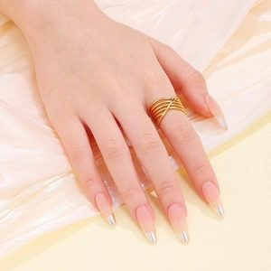 Minimalist multi-layer golden spiral open ring made of durable stainless steel for women