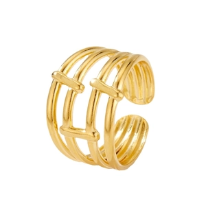 Minimalist geometric gold-plated stainless steel layered open ring for women