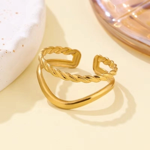 Minimalist Stainless Steel Open Ring For Women Adjustable Geometric Gold Silver Plated Finger Ring Fashion Jewelry Gift