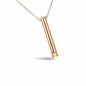 Collier avec pendentif sifflet cylindrique poli en or rose et chaîne réglable femme