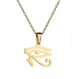 Collier avec pendentif Œil d'Horus doré en acier inoxydable et chaîne à maillons fins