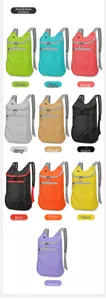 Selection of lightweight foldable backpacks available in ten vibrant water-resistant colors