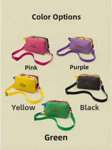 Detailed display of colorful waterproof nylon crossbody bags in multiple vibrant colors
