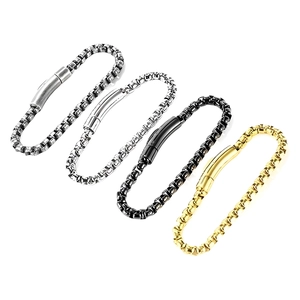 Bracelets gourmette minimalistes pour hommes en acier inoxydable, coloris argent et or