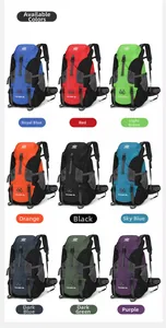 60L outdoor hiking backpacks shown in nine various colors for trekking and camping use