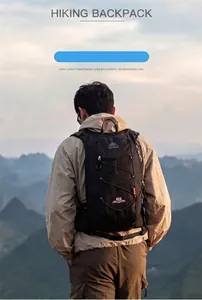 Rear view of 18L lightweight black hydration vest for trail running and outdoor hiking