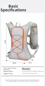 Detailed dimensions of the ultralight 0.19kg cycling backpack with honeycomb mesh