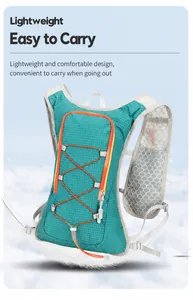 Lightweight blue outdoor hydration pack with breathable mesh straps for running and hiking