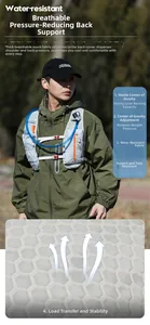 Detail view of breathable honeycomb mesh fabric and hydration tube clip on cycling vest