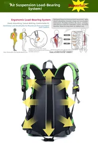 Ergonomic breathable mesh back system and padded S-shape straps on hiking backpack