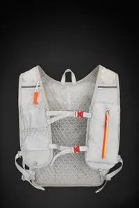 Detailed view of lightweight cycling backpack showing breathable 3D mesh and ventilation system