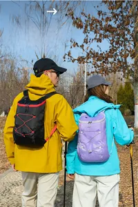 Outdoor foldable hiking backpacks shown in use with large capacity and lightweight design
