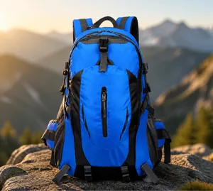 Detail of waterproof hiking backpack showing 3-point support system and force balance design