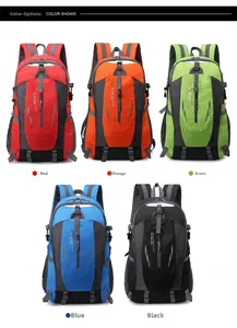 Waterproof outdoor backpacks available in red, orange, green, blue, and black colors