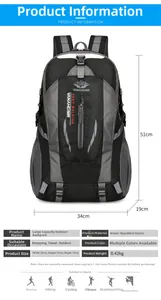 Detailed view of lightweight 0.42kg waterproof hiking backpack with dimensions 34x51x19cm