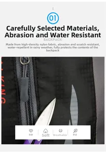 Close-up of water-resistant nylon fabric showing scratch-resistant test on outdoor backpack