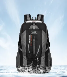 Close-up of waterproof high-density nylon fabric and splash-proof detail on outdoor backpack