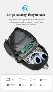 Macro view of water-resistant outdoor backpack with spacious main compartment for laptops