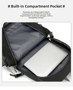 Detail view of internal laptop compartment and organized storage in the outdoor backpack