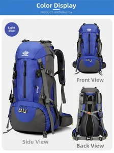 Detailed views of 45+5L hiking backpack with ergonomic straps and breathable padding