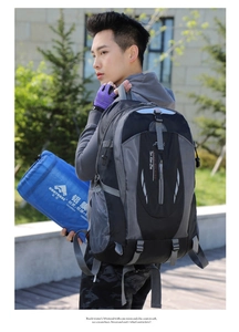 Outdoor large capacity backpack with moisture-proof aluminum foil mat for camping and hiking