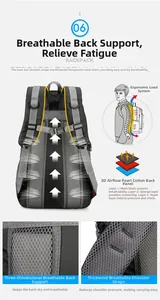 Detail of ergonomic 3D breathable back panel and padded S-straps on outdoor backpack