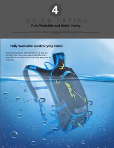 Close-up showing the quick-drying waterproof fabric of the blue cycling backpack