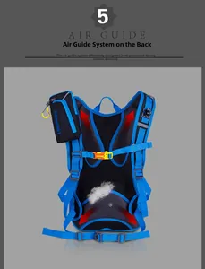 Detail showing the breathable mesh back and air guide cooling system of cycling backpack