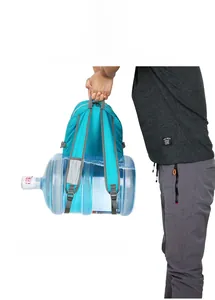 Detail showing high load capacity of the durable backpack carrying a large water bottle