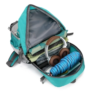 Zaino da trekking blu lago impermeabile con scomparto principale capiente e espandibile