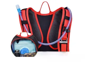 Detail view of large capacity cycling backpack with breathable mesh and hydration system