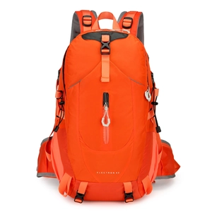 40L outdoor hiking backpack in bright orange and grey with a professional carrying system