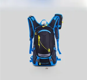 Detail view of 18L cycling backpack featuring water-resistant fabric and side mesh pockets