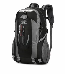 Side view of waterproof outdoor hiking backpack with breathable mesh pockets and straps