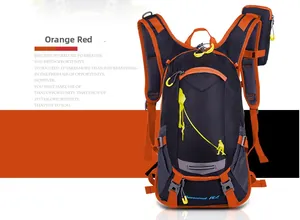 Detail view of the 18L cycling backpack with breathable mesh straps and front curved zip pocket