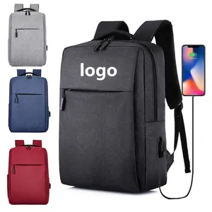 Minimalist large capacity business laptop backpack with external USB charging port in four colors
