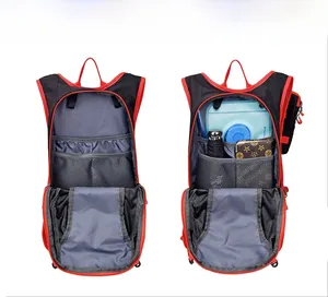 Internal compartments of waterproof cycling backpack with water bladder storage
