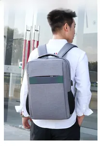 Wasserdichter grauer Business-Laptop-Rucksack mit Netzseitentasche und USB-Ladeanschluss