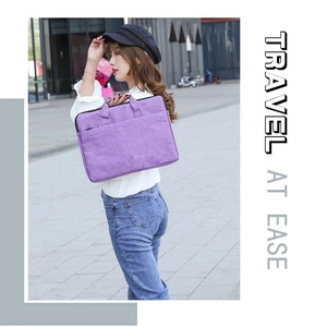 Violette Laptop-Aktentasche aus strukturiertem Polyester mit praktischer Front-Reißverschlusstasche