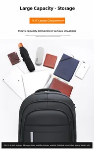 Internal storage layout of the business backpack showing 15.6 inch laptop compartment