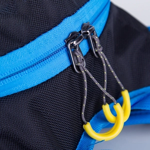 Waterproof cycling backpack with breathable mesh and ergonomic yellow zipper pulls