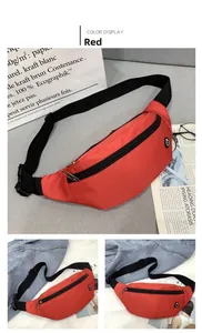 Detailansicht der roten Sport-Gürteltasche aus Nylon mit schwarzem Gurtband