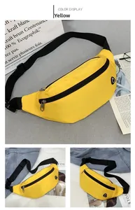 Detailansicht der gelben Nylon-Gürteltasche mit verstellbarem Gurt und Schnalle