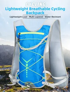 Zaino da ciclismo blu con rete traspirante leggera e vano per il sistema di idratazione