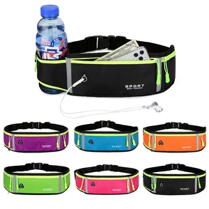 Waterproof Sports Waist Bag With Water Bottle Holder Reflective Strip Earphone Hole Adjustable Running Belt For Men Women Fitness