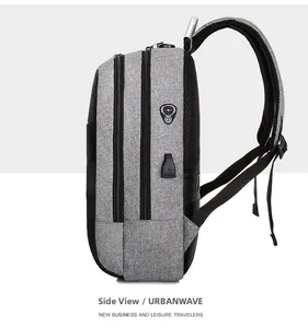 Detailansicht eines wasserfesten Business-Rucksacks mit USB-Anschluss und Polsterung