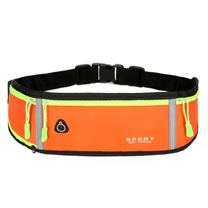 Waterproof orange running belt with reflective strips and adjustable buckle for outdoor sports