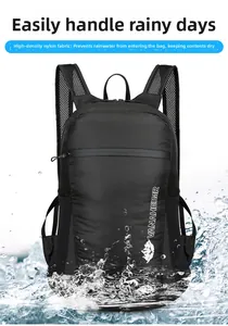 Waterproof detail of black high-density nylon backpack with water splash effect