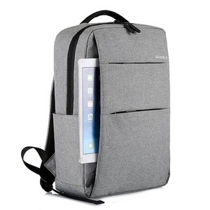 Gray large capacity business backpack with USB charging port and tablet side pocket