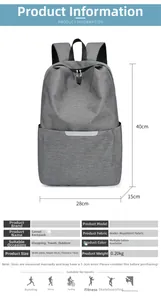 Dimensions détaillées pour un sac à dos gris léger et imperméable de 28x40x15cm